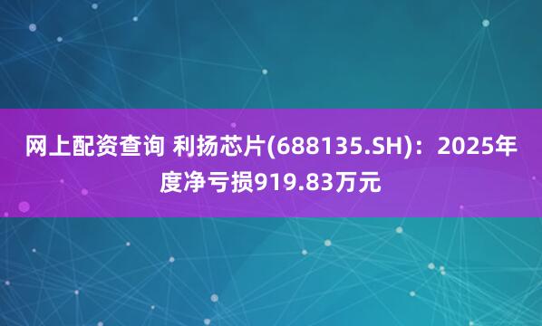 网上配资查询 利扬芯片(688135.SH)：2025年度净亏损919.83万元